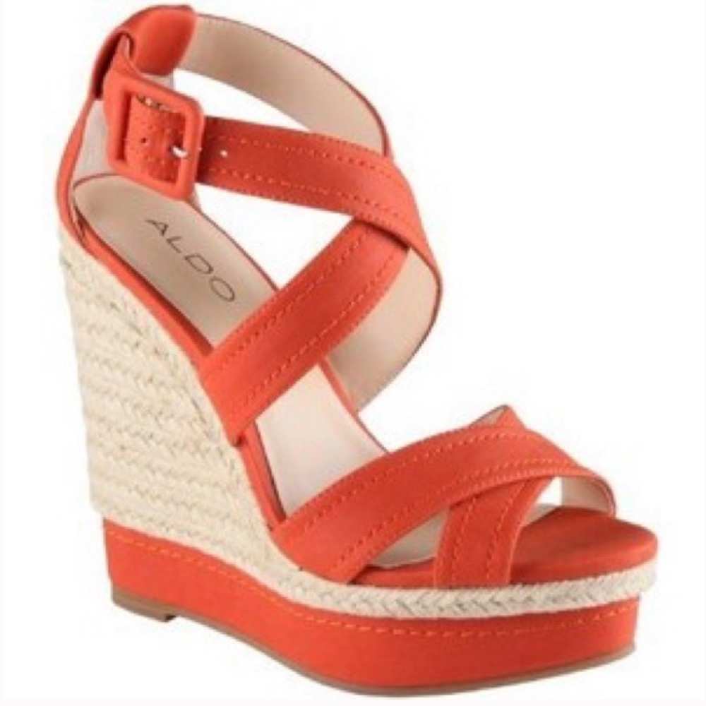 Aldo Espadrille Wedge Sandals Orange Deavila